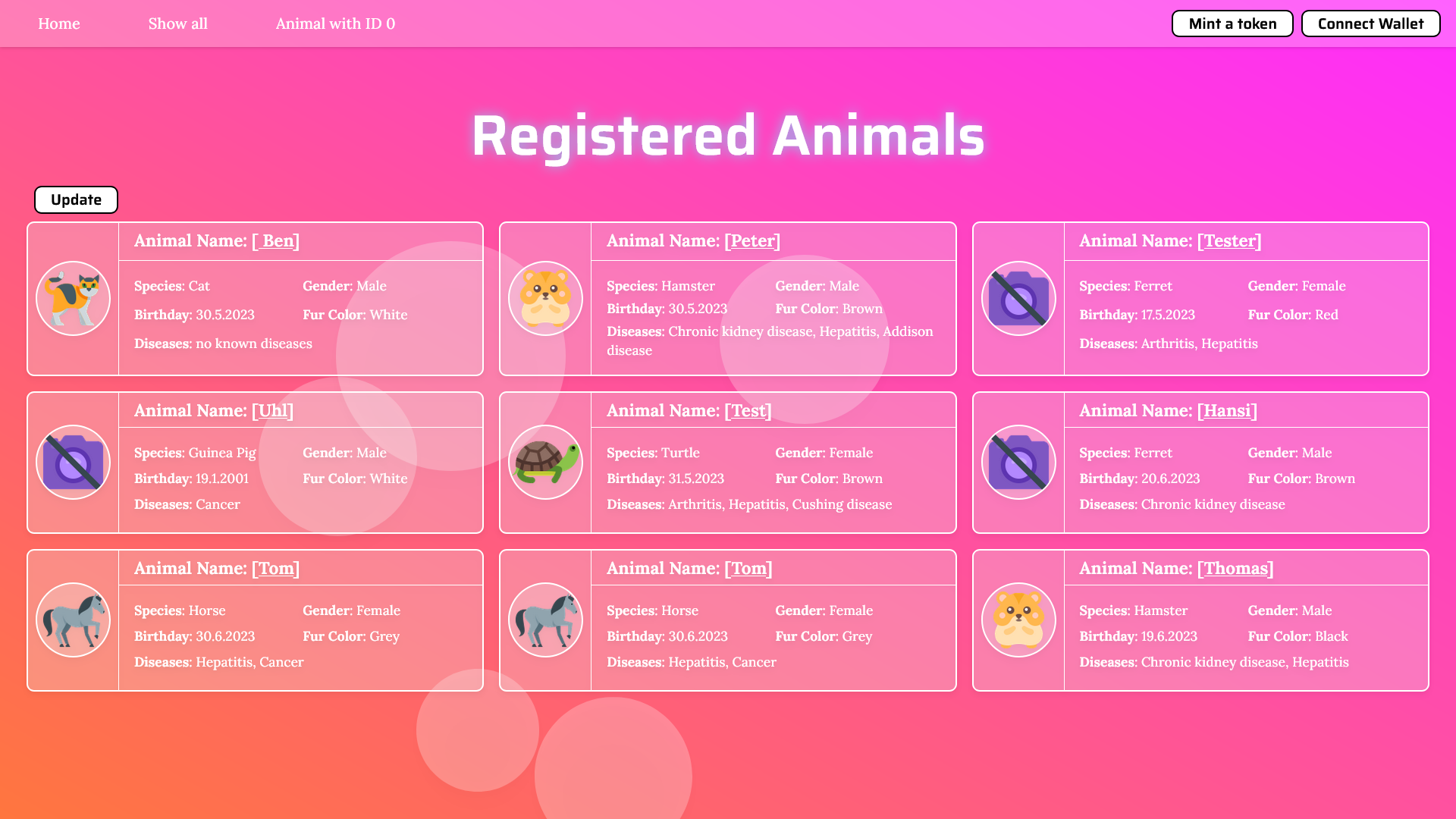 Animal Certificate Dev Page